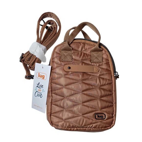 lug Handbags - Lug Small Crossbody with Top Handles Jetty LE Chai Latte Brown Quilted Women